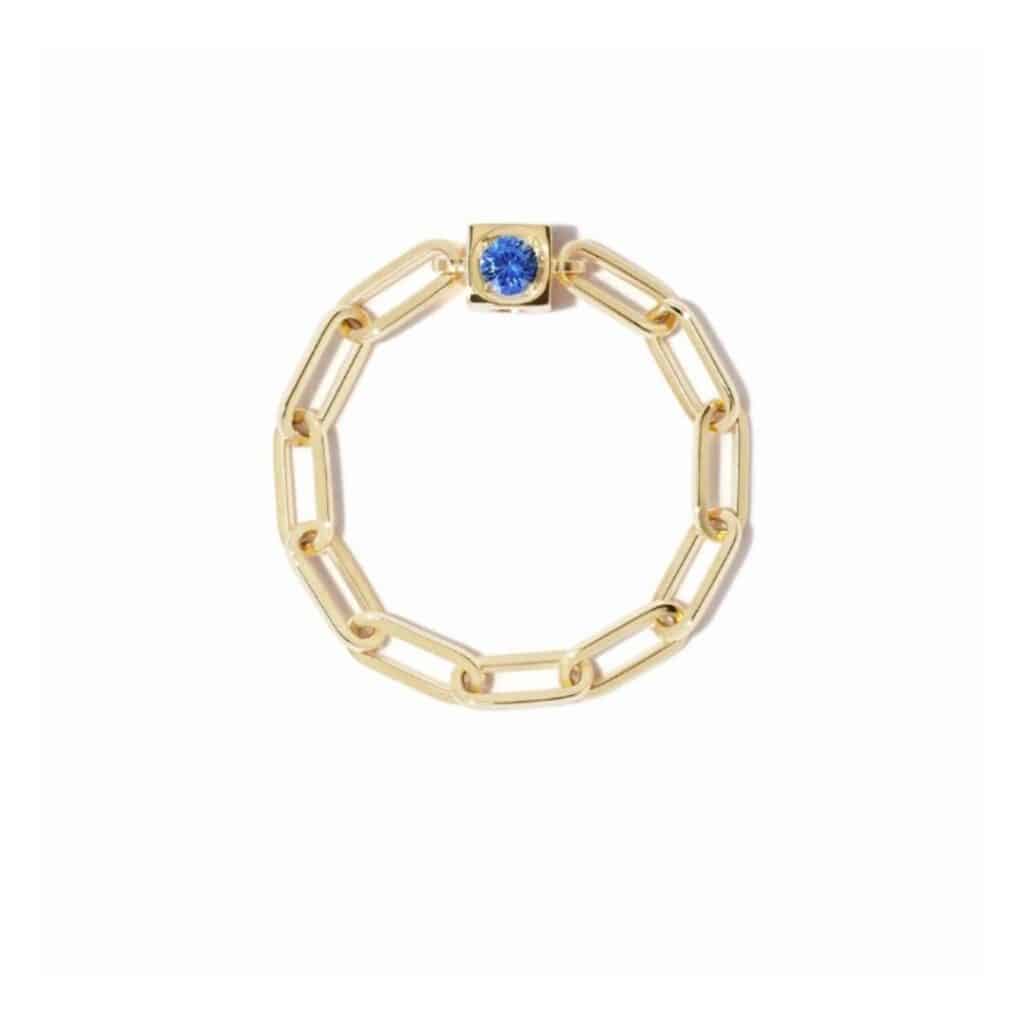 Anell Maison Roca or groc i safir blau