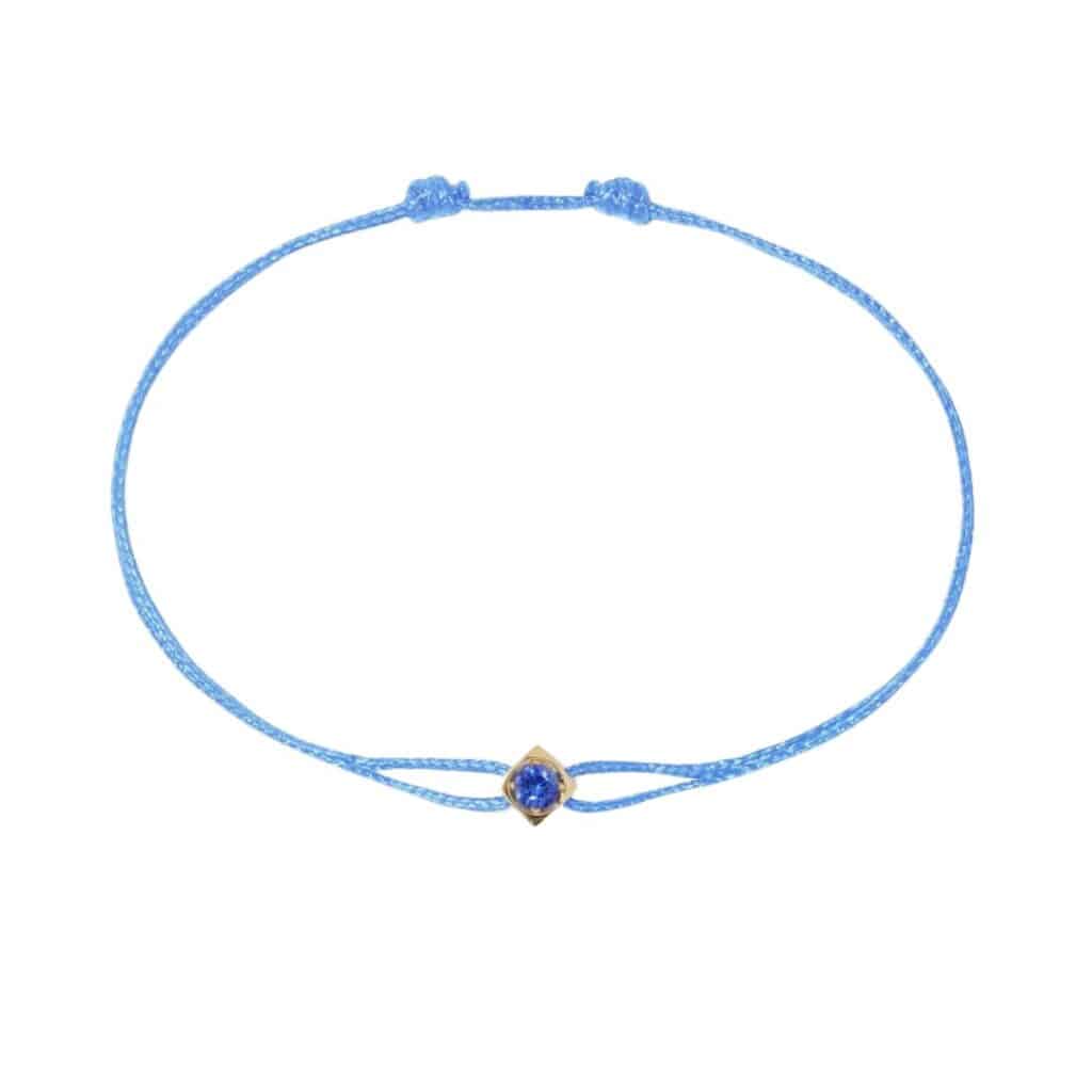 Braçalet dinh van le cube amb cordó blau i safir blau